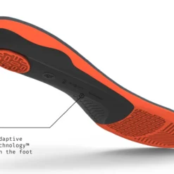 View4_Work_Cushion_2731x1667_8accd4b7-d5c2-450c-b993-f57d130597d1 - Horizon Industries Shoe sole with orange and black colors, highlighting patented adaptive comfort technology that flexes with the foot